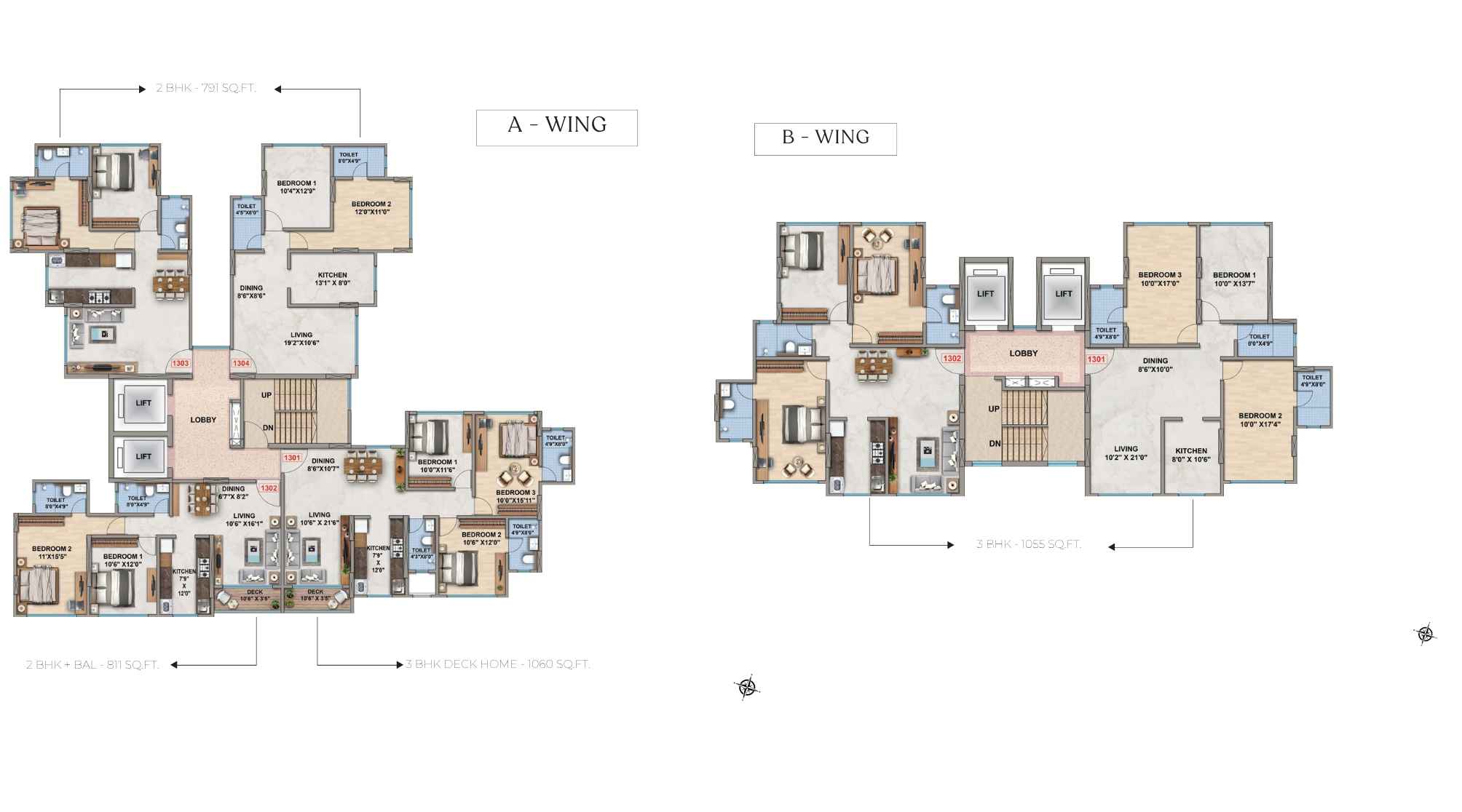 Mahavir-Serene-Typical-Floorplan-Wing-A-&-B