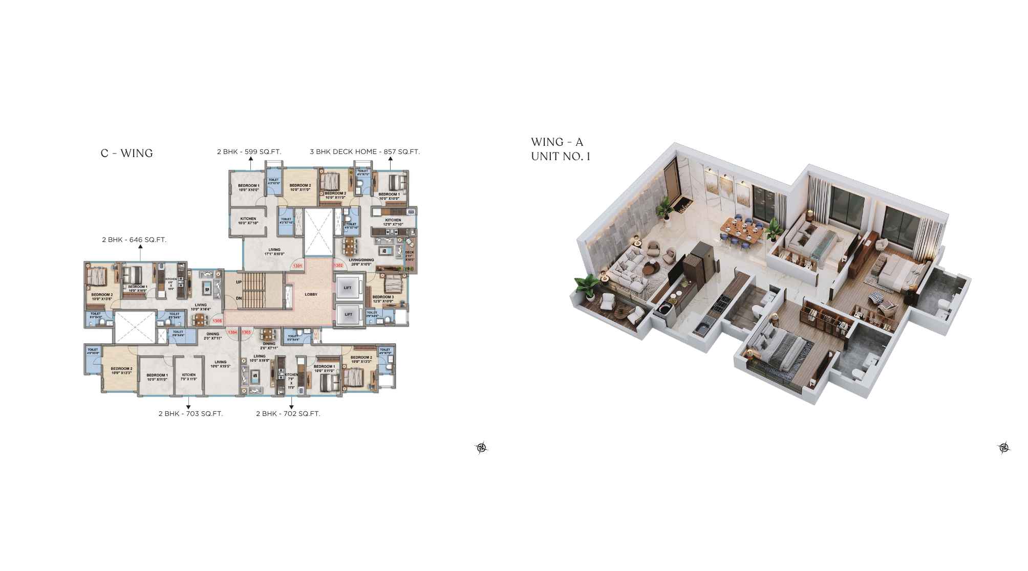 Mahavir-Serene-Typical-Floorplan-Wing-C-&-Unit-plan